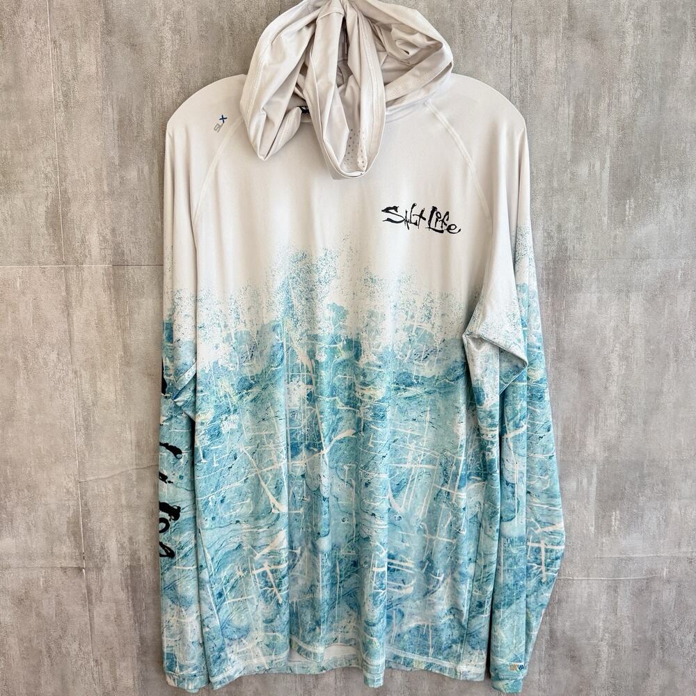 Salt Life UVapor SLX Shirt Men’s L Long Sleeve Lightweight Face Cover High Neck